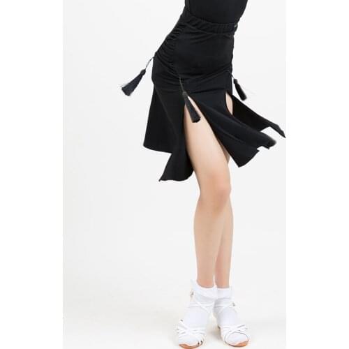 Plus Size Girls Latin Dance Skirt Ballroom Salsa Tango Skirts Kid Latin Dance Split Skirt Child Stage Practice Clothes DL6227
