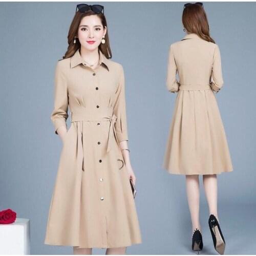 Oversizedd Spring Mid-Length Windbreaker Coat For Women 2021 Korean Loose All-Match Casual Solid Color Trench Jacket Female A684