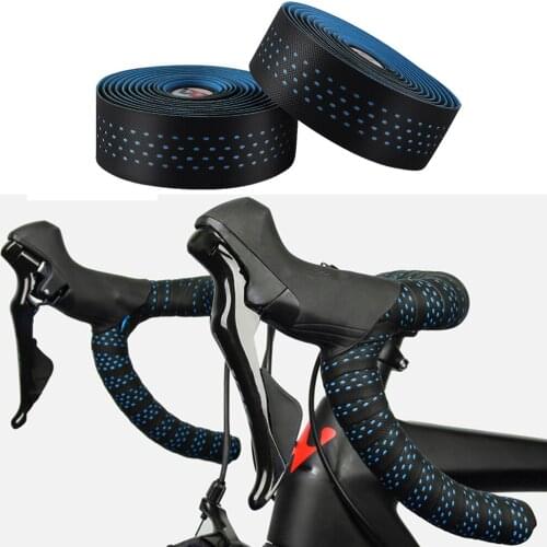 1 Pair Anti-slip Road Bike Handlebar Tap Soft EVA Bicycle Handle Bar Strap Perforated Bicycle Handel Bar Tapes with 2 Bar Plugs