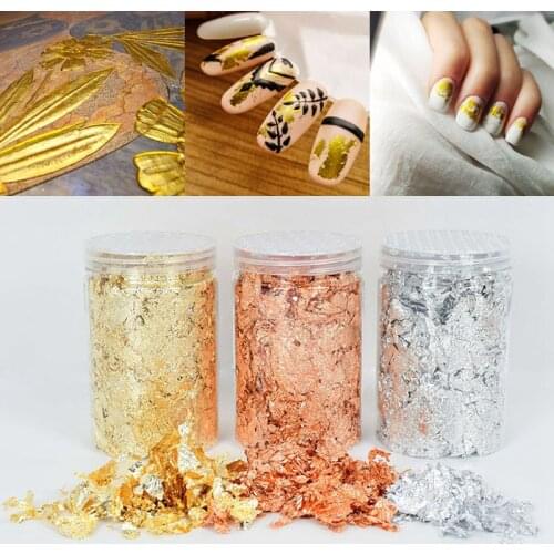 10g/bottle Gold Leaf Flakes Gold Silver Confetti Folling DIY Nail Art Painting Material Decorating Foil Paper Party Decorative 8