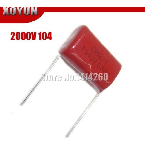 10PCS 0.1uF 2000V 2KV CBB 104 100NF Polypropylene film capacitor pitch 25mm CBB81