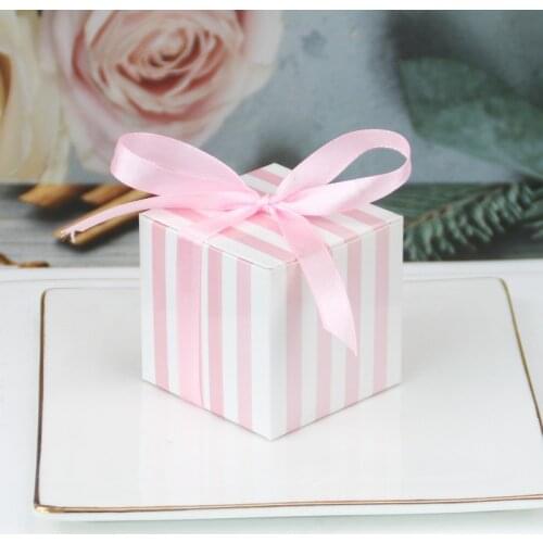 10pcs Pink Striped Candy Gift Box Wedding Favor Dragee Gift Boxes Eco Friendly Gift Box Packaging Gift Bags Wrapping Supplies
