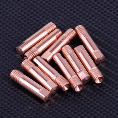 LETAOSK 10pcs Gold MB 15AK MIG/MAG Welding Torch Contact Tip Holder Gas Nozzle Copper M6 0.8 x 24mm