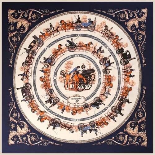 100*100cm TOP Silk superior Carriage horse Scarves Women Foulard Square Hijab Scarf Ladies Shawl wrap muffler pareo female hijab