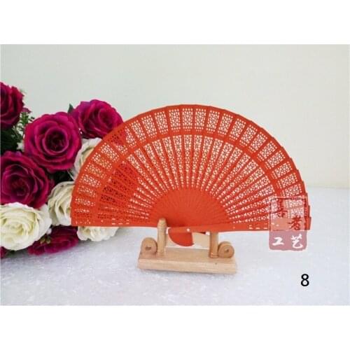 100pcs Chinese sandalwood fans Promotional hand fans Fancy wedding favors 8 inches available lin2893