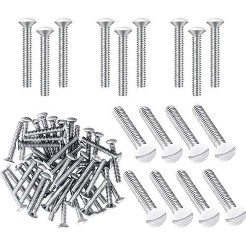 120 Pcs White Wall Plate Screws 1 Inch Long Slotted 6-32 Threads Switch Cover Screws Oval Head Milled Slot Screws Wall