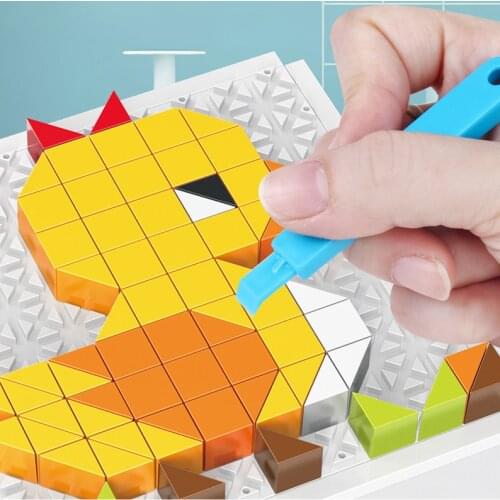 3D Mosaic Art DIY Duck Puzzle Sorting Bricks Learning Educational Game Toys for Children Building Kits Plastic Bricks