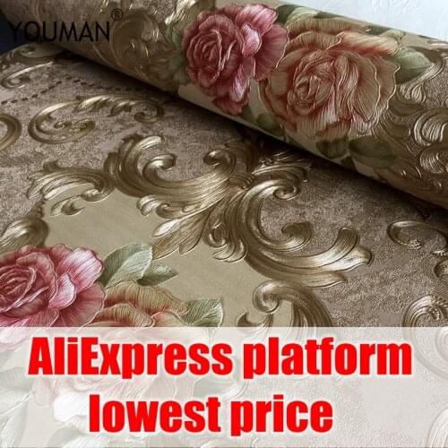 YOUMAN Wallpapers 3D wallpaper roll Embossed Europe style nordic 3D sculpture flower wallcovering modern luxury damask Wallpaper