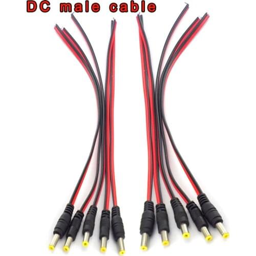 1 5pcs 10pcs 12V DC Male jack cable Connectors wire line adapter plug power supply 5.5 x 2.1mm for LED Strip Light lamp CCTV
