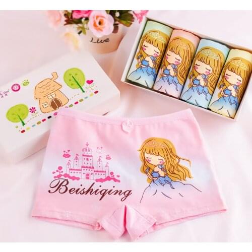 4Pcs/lot Cartoon Kids Girl Underwear For Baby Childrens Boxer Underpants Briefs Girls Underware Pants For 2-9 Y