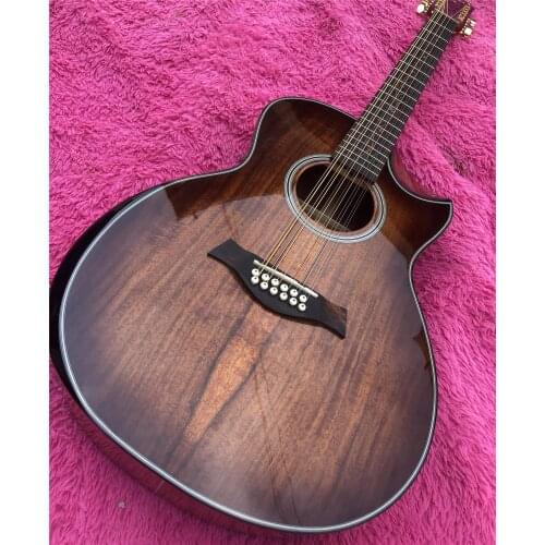 12 strings Customized K24 Solid Koa Acoustic Guitar ,Top quality Cutaway arm rest Solid Koala Guitarra,Free shipping