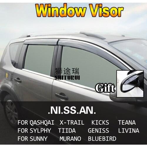 Car Styling Awnings Shelters Window Visors rain eyebrow For NISSAN QASHQAI X-TRAIL KICKS TEANA SYLPHY Tiida LIVINA Murano Sedan