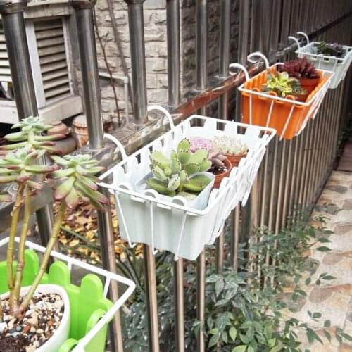Balcony Hanging Basket Flower Pot Iron Fence Plant Pot Stand Outdoor Gardening Hanging Home Decoration Garden Supplies
