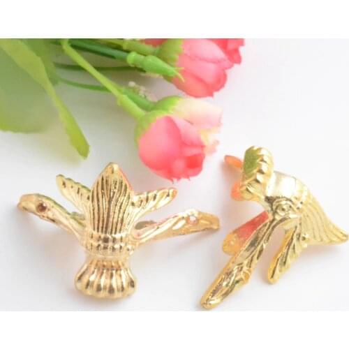 Free shipping 2 Golden Jewelry Gift Box Wood Case Decorative Feet Leg Corner Protector F0956