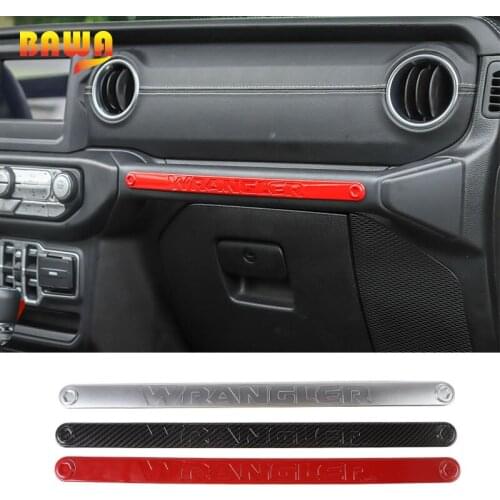BAWA Co-pilot Center Console handle Strip Trims Stickers Accessories for Jeep Wrangler JL 2018