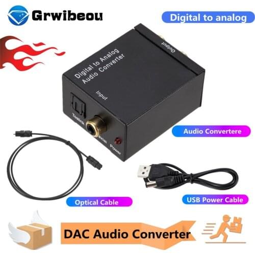 Grwibeou USB DAC Digital To Analog Audio Converter RCA R/L Output Optical Digital Stereo Audio SPDIF Coaxial To Analog DAC USB