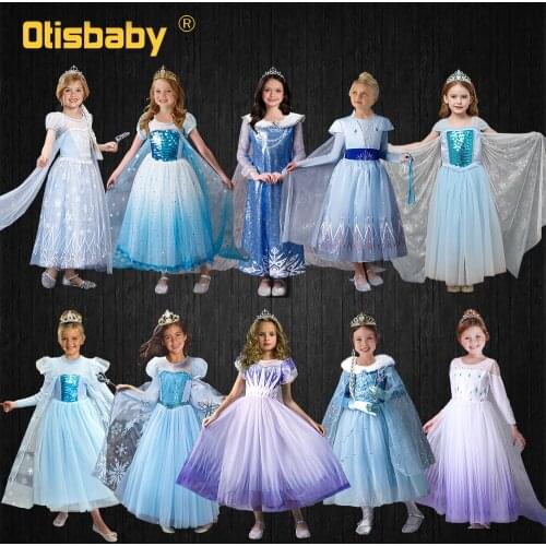 Boutique Elsa Dress for Girls Fancy Christmas Dress Party Children Halloween Carnival Elsa Costume Princess Elza Anna Dress Up