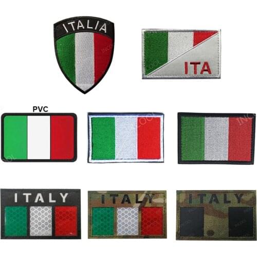 Italy Flag Embroidered Patches Tactical Military Patch IR Reflective Infrared Italian Flags PVC Rubber Embroidery Badges