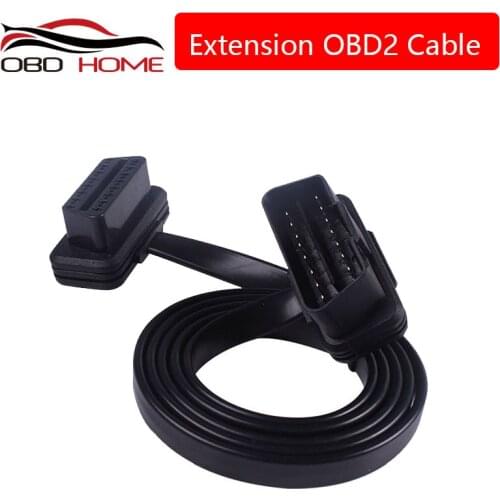 100cm 60cm Flat Thin As Noodle OBD2 OBDII OBD 16Pin ELM327 Male To Female Elbow Extension Cable Diagnostic Scanner Connector