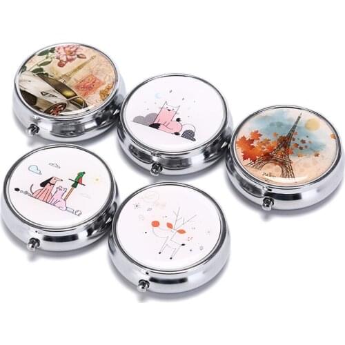 Makeup Storage Container Pastillero Pildoras Estuche Folding Pill Case Metal Pill Cutter Medicine Organizer Portable Pill Box
