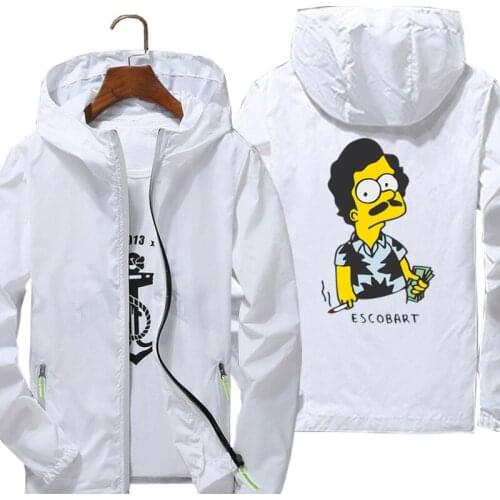 Pablo Escobar Narco Colombia Cocain Cartel Cartoon Retro Unisex Bomber Jacket Zipper Men Windbreaker Thin Reflective Coat Black