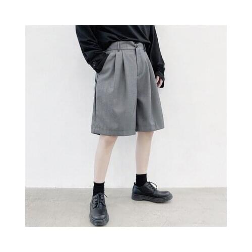 Summer two-button casual five-point Pants low-crotch pants fashion Japanese loose simple straight-tube shorts in the pants