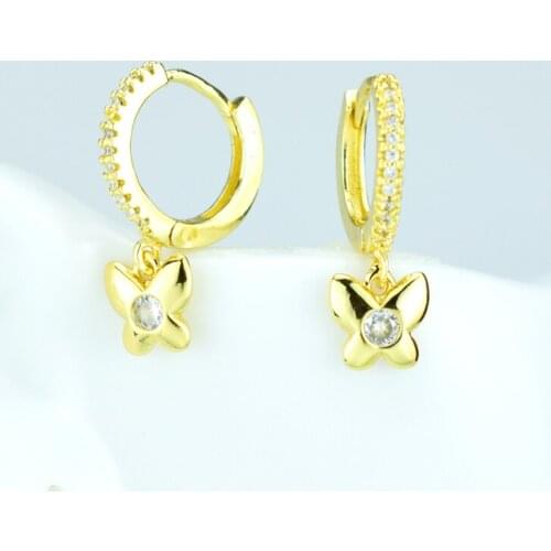 Small butterfly earrings insect earrings high quality retro style Hong Kong style zircon earrings all-in-one earrings jewelry