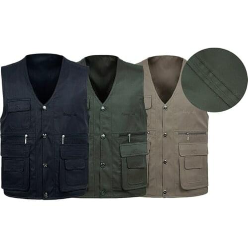 2021 Reverse Sleeveless Men Jacket With Many Pockets Summer Casual Photographer Reporter Multi Pocket Vest Male Waistcoat