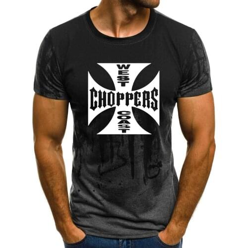 Rock music West Coast Choppers Printed T Shirt Men Summer Harajuku O-Neck Casual Cotton Gradient Short Sleeve Hip Hop Men Tshirt