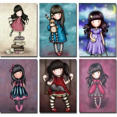 5D Diamond Painting Kits Cartoon Girl Picture Full Square Round with AB Drill Embroidery Cross Stitch DIY Gift Home Decor
