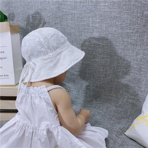 Summer Spring Baby Girl Panama Hat Princess Lace Breathable Baby Sun Hat For Kids Infant Toddler Baby Bucket Hat Beach Cap