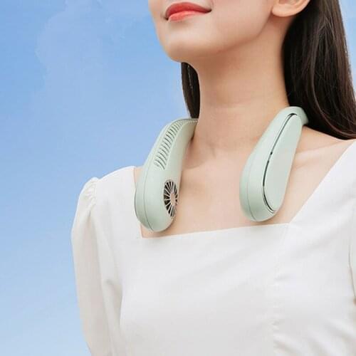 Neck Hanging Bladeless Fan USB Powered Hands Free Fan 3 Speeds Wearable