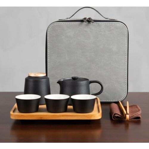 Portable Travel Tea Set Ceramic Teapots Green Tea Cup Tea Set Chinese Aesthetic Tea Ceremony Gift Zestaw Do Herbaty Teaware BC