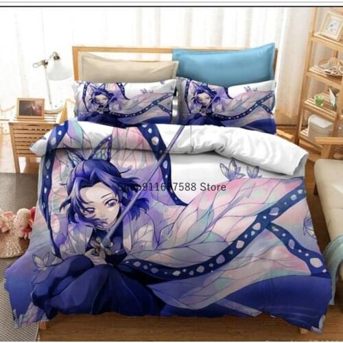 Anime Bedding Sets 3d Demon Slayer Devils Blade Duvet Cover and Pillow Case Cartoon Design Home Textile Decor For Boys Adults