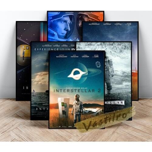 Interstellar Movie Poster, Time Travel Space Wall Art, America Science Fiction Film Art Prints, Astronaut Figure Wall Picture