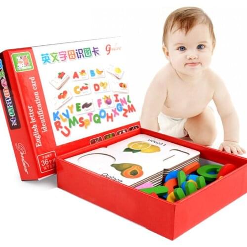 Early Education Baby Learning ABC Alphabe Letter Wooden Cards Cognitive Toys For Multifunctional Alphabet Cognitive Education