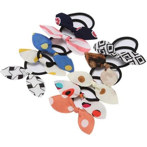 50Pcs/Lot Korean Fresh Elastic Hair Bands Girls Hair Accessories Bunny Rabbit Ears Scrunchy Cute Headdress Flower Bows Hair Hoop