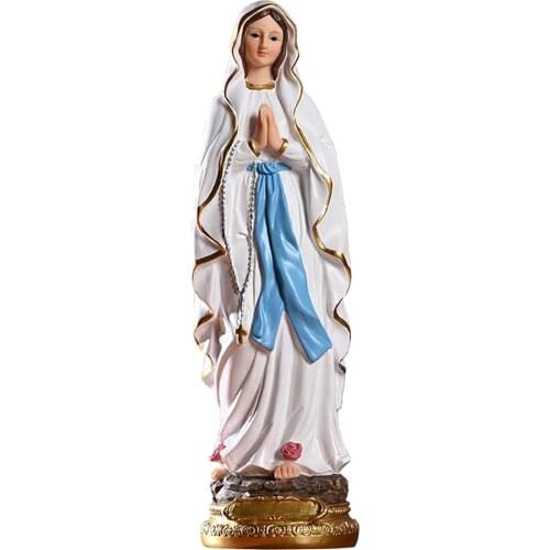 Roman Catholic Resin Our Lady of Lourdes Virgin Mary Statue Tabletop Decor 30cm