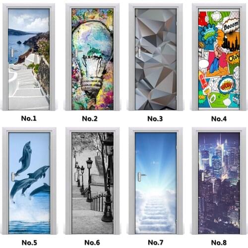 Custom Size Door Wallpaper Self-adhesive Removable DIY Stickers For Doors Living Room Bedroom Kids Room Home Decor Renew Vinyl