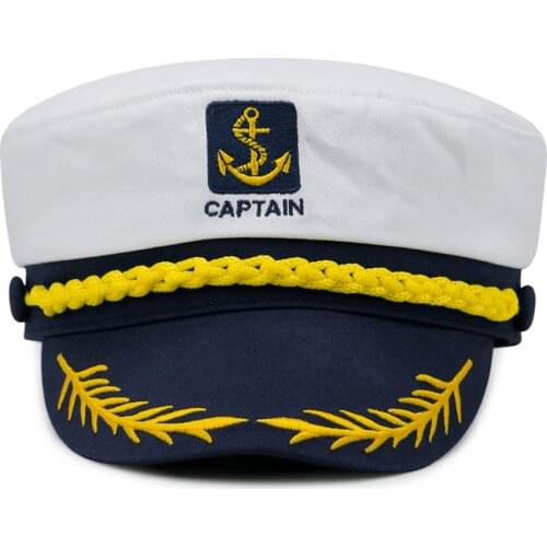 1PC Military Nautical Hat White Yacht Captain Hat Navy Cap Marine Skipper Sailor Cap Costume for Adults Party Fancy Dress Cloth