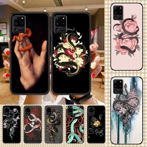 Flower Snake Hand Snake Phone case For Samsung Galaxy Note 4 8 9 10 20 S8 S9 S10 S10E S20 Plus UITRA Ultra black silicone