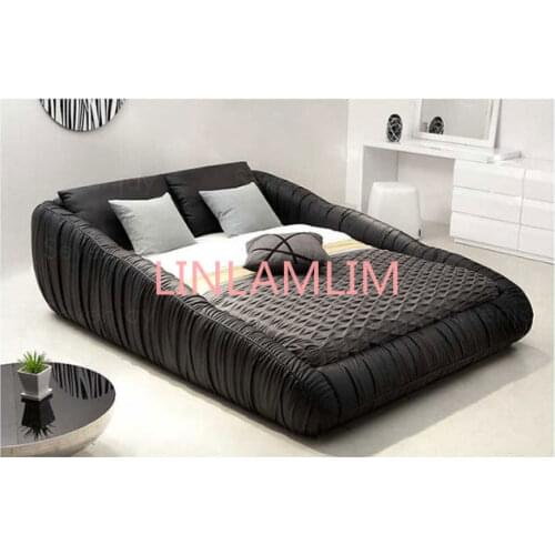 Real Genuine leather bed frame Modern Soft Beds with storage Home Bedroom Furniture cama muebles de dormitorio / camas quarto