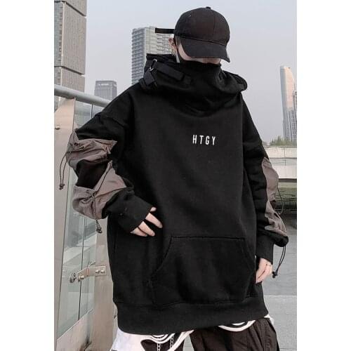 Hip Hop Autumn Boy Winter Hoodies Sweatshirts Men Streetwear Plush Techwear Casual Pullover Male Hooded Sweatshirt