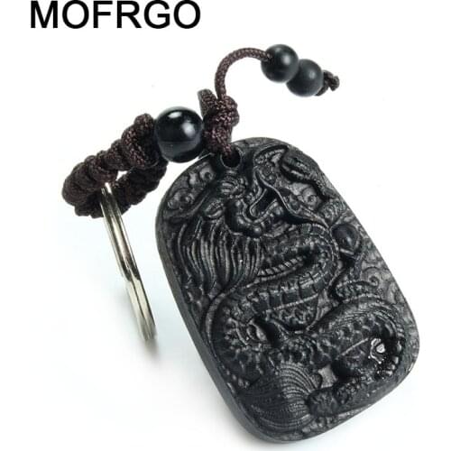 Traditional Wood Products Classic Ethnic Jewelry Ebony The New Wood Key Chain Chinese Dragon Peace Keychain