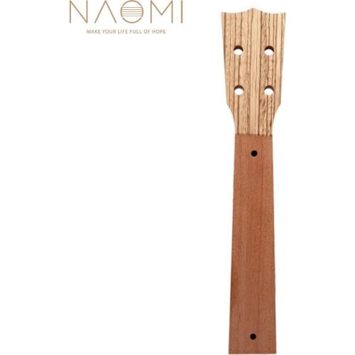 NAOMI 23 Inch Ukulele Neck Zebrawood Veener Head Mahogany Ukulele Neck For Ukulele DIY Ukulele Parts & Accessories New
