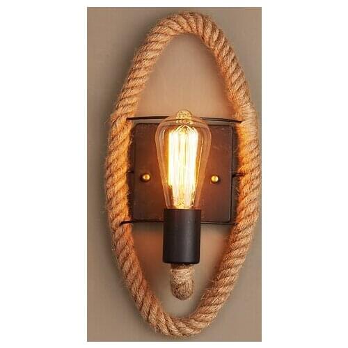 Retro Vintage Fixtures Loft Industrial hemp rope wall lamp Edison Wall Sconce Restaurant Bar Cafe aisle lamp 110-240V