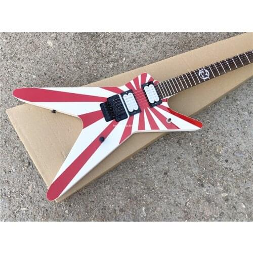 High quality custom version of double vibrator electric guitar red and white stripe, free shipping