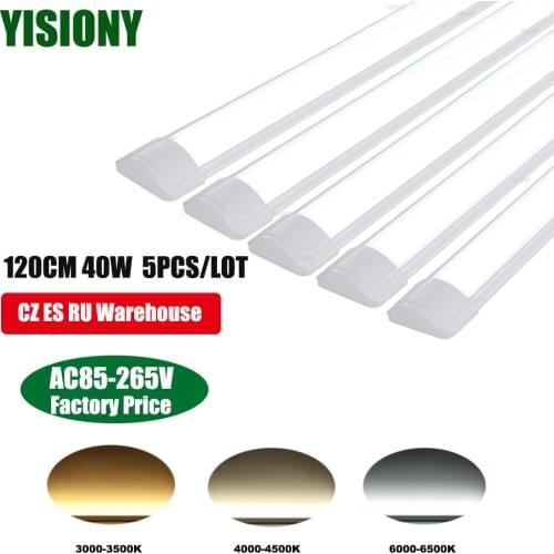 YISIONY 5PCS 120CM 40W LED Batten Linear Lights Ceiling Home Bulb LED Tube Lamp Ceiling Closet Light лампасветильник на кухню