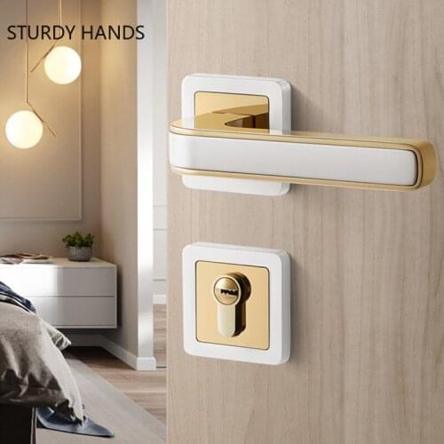 WSHYUFEI Zinc alloy Door Locks Continental Bedroom Interior Door Handle Lock Cylinder Security Mute Door Lock Household Hardware