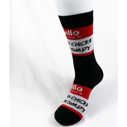 Eminem Hello My Name Is Chicka Chicka Slim Shady Funny Name Tag Socks